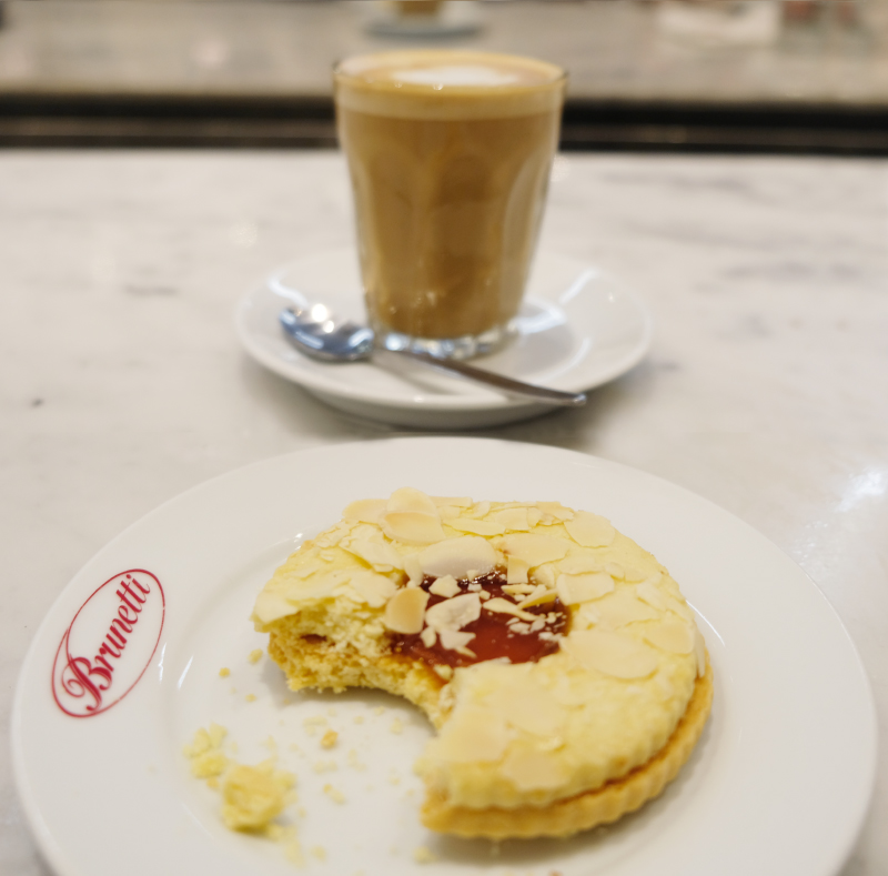 Biscuit and coffee at Brunetti in Melbourne